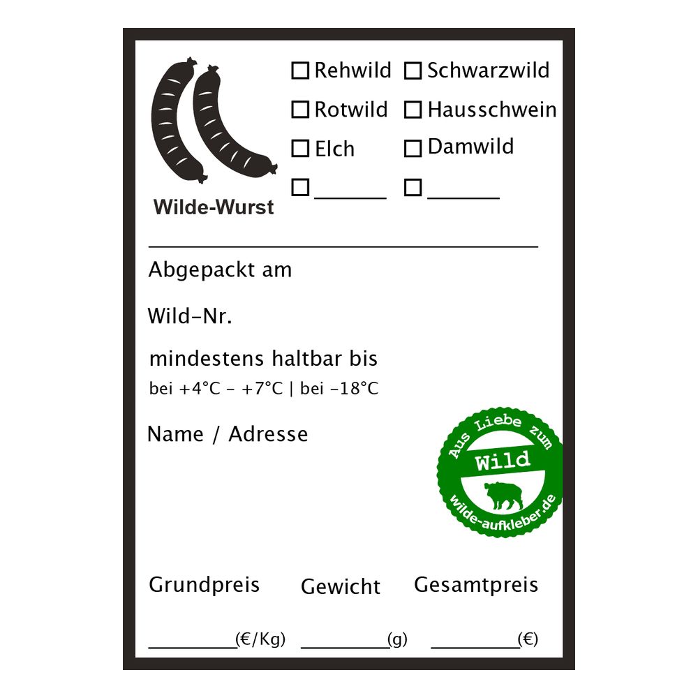 Wilde-Wurst-Aufkleber