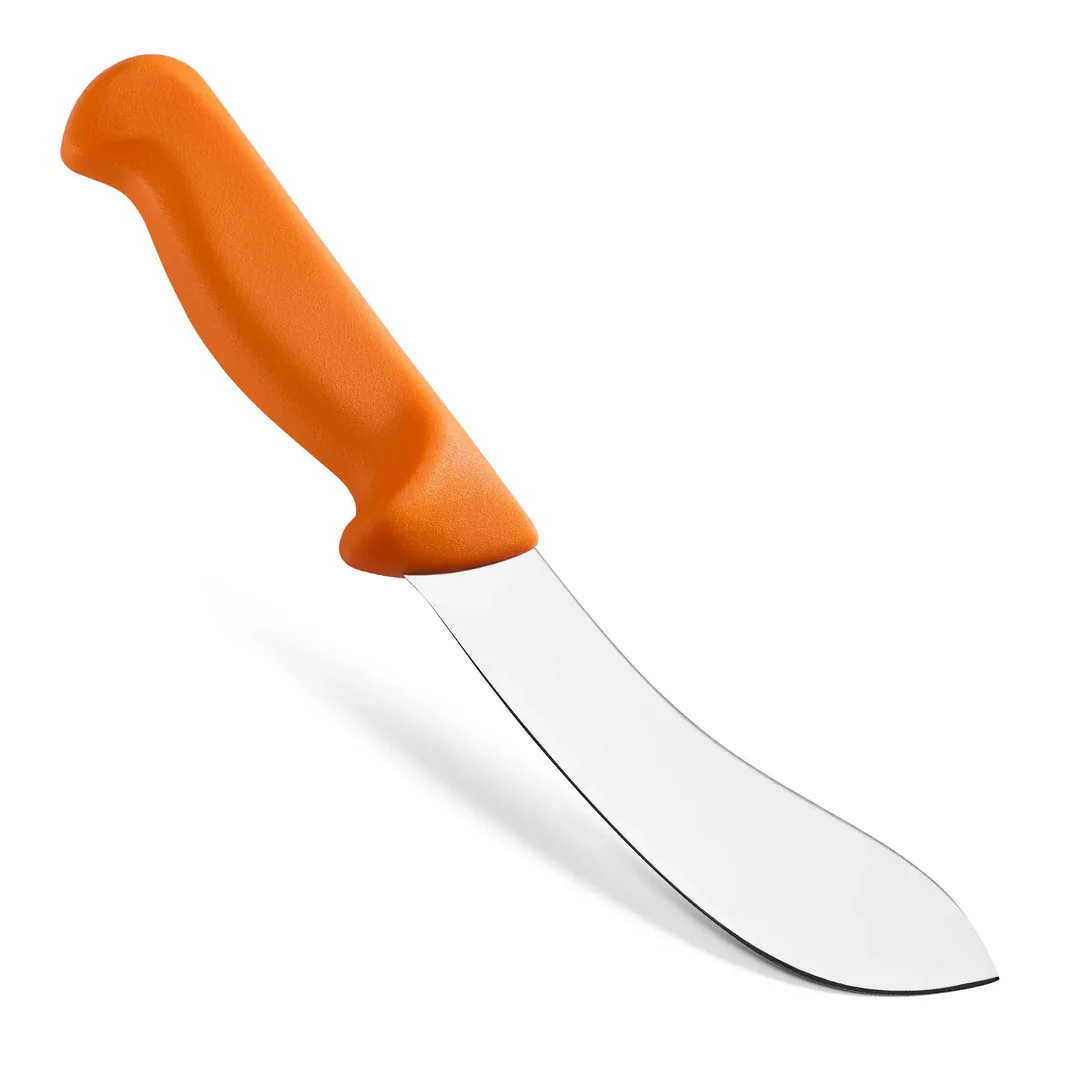 Puma Abhäutemesser mit gebogener 15 cm Klinge und orangem Griff für Jagd und Wildverarbeitung