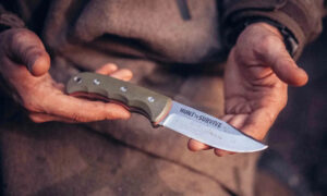 PUMA TEC Hunt to Survive Messer mit grünem G10 Griff und Kydex Scheide für Jagd und Outdoor